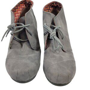 Cato Womens 8.5-9* Gray Wedge Ankle Booties Faux Suede Preppy Fall Officewear